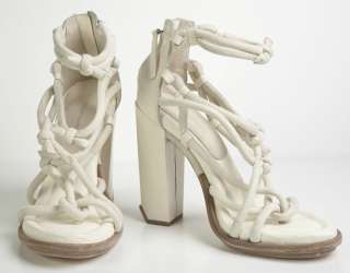 ALEXANDER WANG ~ TEMPEST KNOTTED LEATHER/SUEDE HEELS SANDALS IN 