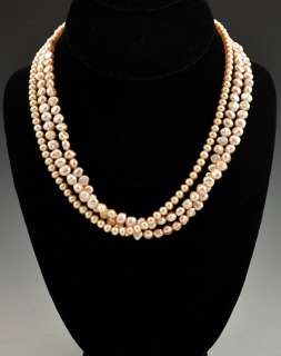 Strand Pink Genuine Baroque Pearl Necklace 14K Clasp  