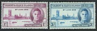 R094 GILBERT & ELLICE 1946 #52 53 Peace GVI Mint LH  