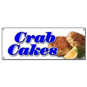 CRAB CAKES BANNER SIGN crabs cake maryland seafood fried 