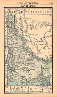 USA IDAHO. Antique Map. Colored. Alden. c1888  