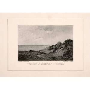 1896 Wood Engraving (Photoxylograph) Charles Francois Daubigny Cliff 