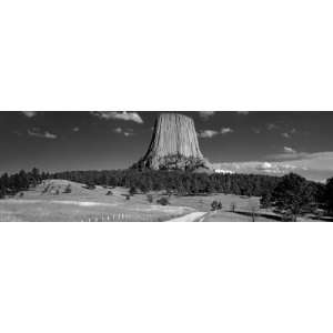  Natural Rock Formation in Black and White, Devils Tower 