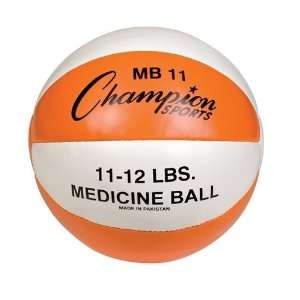   Sports 11 lb Leather Medicine Ball   Orange & White