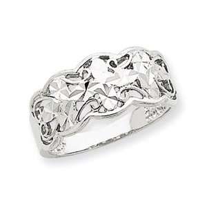  14k White Gold Diamond Cut Wave Ring   Size 6   JewelryWeb 