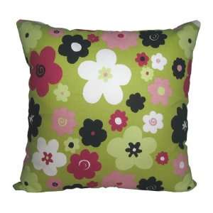  16 Inch Pink and Green Floral Decorative Pillow Cover 