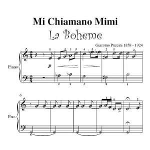 Mi Chiamano Mimi La Boheme Puccini Easy Piano Sheet Music Giacomo 