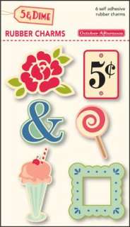 OCTOBER AFTERNOON 5 & DIME RETRO RUBBER CHARM STICKERS  