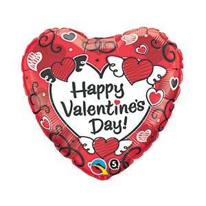 Happy Valentines Day Sketched Hearts 18 Foil Balloon [Health and 