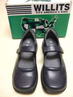 WILLITS GIRLS NAVY BLUE LEATHER MARY JANES SHOES NEW  