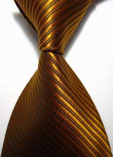 New Luxury Stripes Gold JACQUARD WOVEN Silk Mens Tie Necktie  