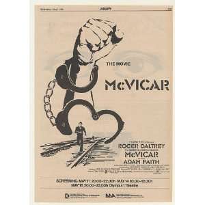  1980 Roger Daltrey McVicar Movie Promo Trade Print Ad (Movie 