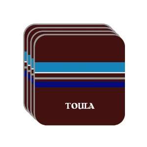   TOULA Set of 4 Mini Mousepad Coasters (blue design) 