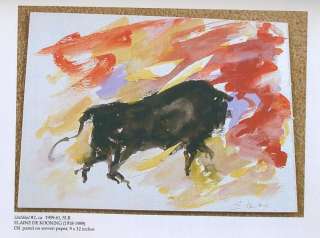 La acuarela de la pintura de ELAINE DE KOONING Bull firmó RARO