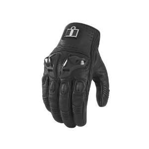    ICON JUSTICE TOUCH LEATHER STREET GLOVES BLACK MD Automotive