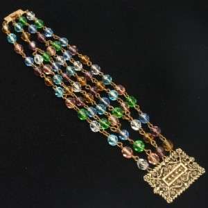 Multi Color Multi Strand Crystal Bracelet Vintage  