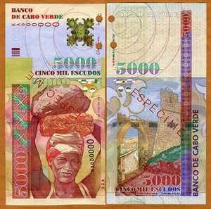 SPECIMEN, Cape Verde, 5000 (5,000) Escudos, 2000, P 67s, UNC  