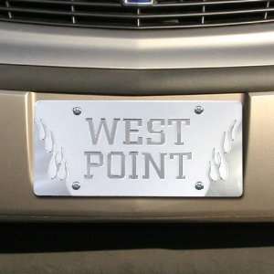  West Point Satin Mirrored Flame License Plate Sports 