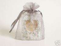 PCS 6x15 Silver Organza Fabric Wine Bag Wedding Favor  