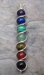 Multi Stone Gemstone Chakra Beaded Sterling Silver Wire Wrapped 