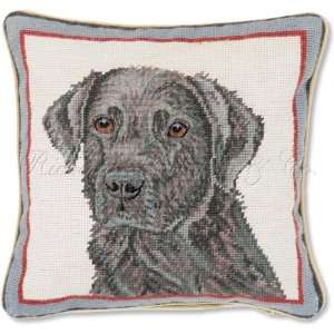  Black Labrador Retriever Decorative Needlepoint Pillow. Free 