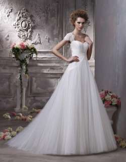 Beautiful Wedding Dress 2012 Bridal Gown Lace Sleeve Tulle Skirt Size 