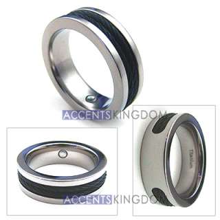 8MM MENS TITANIUM MAGNETIC DOUBLE CABLE RING BAND  
