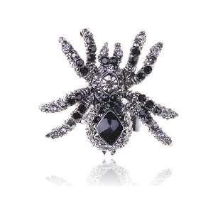   Dark Black Rhinestone Tarantula Spider Insect Costume Adjustable Ring