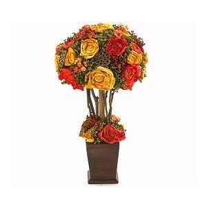  Silk Roses Topiary   Rich Warm Color