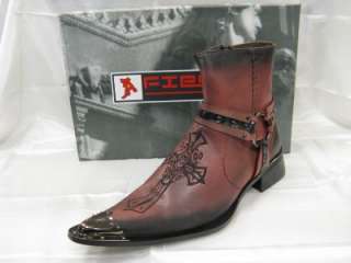 Fiesso New Rose Leather w/Emb Boots Metal Tip FI 8088  