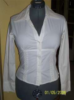 Ladies sz M CORSETED CORSET Shirt White Blouse QUIZZ Top Prairie Style 