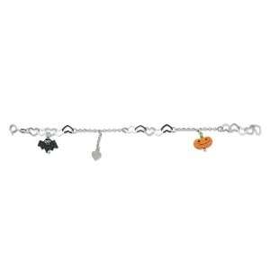 Wittys Childs Bracelet in White 925 Silver with Rubber, form Pumpkin 