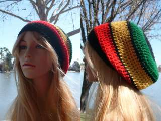 Black Jamaican Tam reggae Hat Slouchy rasta Crochet M/L  