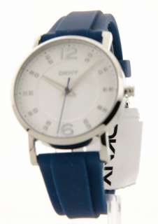 NY8517 DKNY Womens Blue Rubber Crystal Markers Casual Watch New 