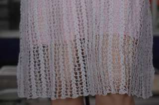 comfortable hand crochet dress in white 100 % rami medium