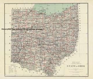 1878 HUGE DETAILED WALL LAND MAP OHIO  