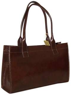 New Genuine Italian Leather Hand bag Purse Tote Dark Brown 894  
