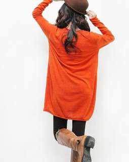 Fashion Loose Lady Skull Orange knitwear Long Top  