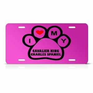 Cavalier King Charles Spaniel Dog Dogs Pink Animal Metal License Plate 