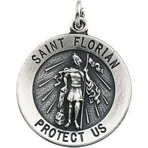  Sterling Silver St. Florian Medal 14.75mm Jewelry