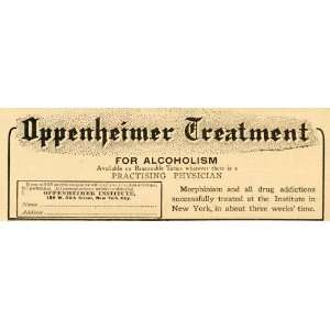 1907 Ad Oppenheimer Treatment Alcoholism Drug Addiction 