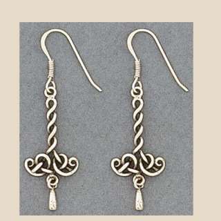 Sterling Silver Celtic Knot Long Drop Dangle Earrings  