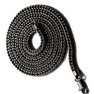   Steel Mens 3 mm wide 30 inch long Black Plated Hip Hop Franco Chain