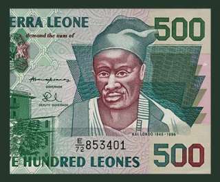 500 LEONES Banknote SIERRA LEONE 1995   Kai LONDO   UNC  