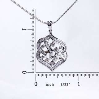 Luxury Genuine 18K Solid White Gold Prong Diamond Pendant To Necklace 