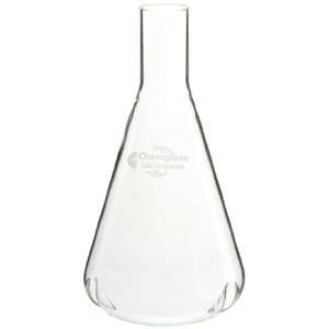 Chemglass CLS 2044 06 Glass 1000mL Delong Neck Shake Flask, with 3 