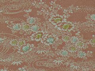 Coral Chirimen Kimono Fabric Bolt w/Kiku, Flower A310  