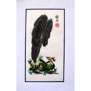   Original Chinese Art Watercolor Painting Flower Bird 