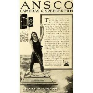  1916 Ad Ansco Camera Speedex Film Water Skiing Vintage 