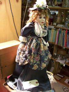 PORCELAIN VICTORIAN ASHLEY BELLE DOLL 18 WITH STAND  